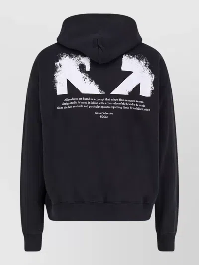 Off-white Half Arrows Graphic Pullover Hoodie With Drawstring Hood In Black