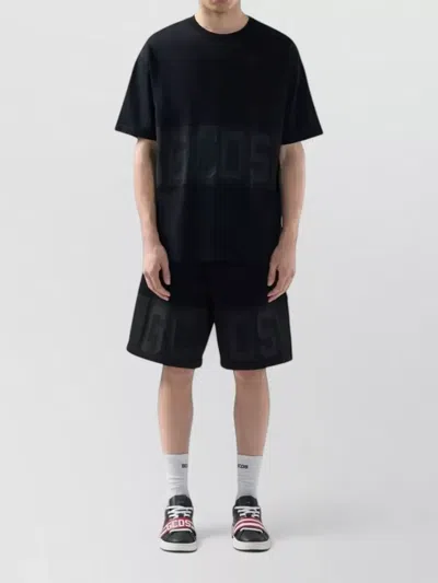 Gcds Man T-shirt Z0mlqc109j101 999b Band Logo Tonal Loose Ss T-shi Black In Black