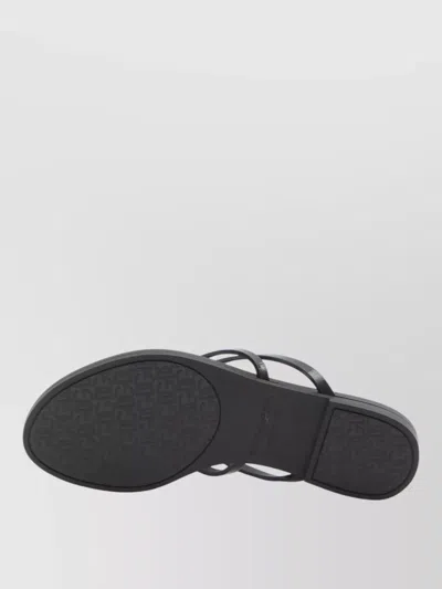 Dolce & Gabbana Women Black Thong Sandals With Logo Plaque On The Front In Rubber Woman