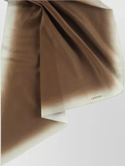 Lardini Rectangular Cotton Silk Scarf Geometric Pattern In Brown