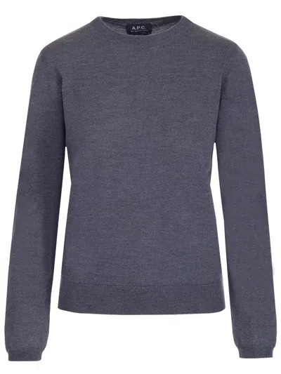 Apc Basic Pullover Knitwear Grey In Blue