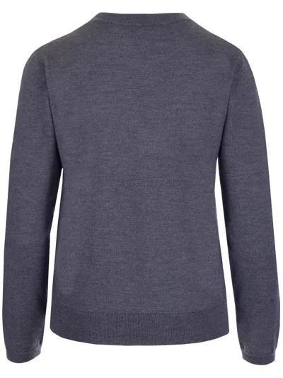 Apc Basic Pullover Knitwear Grey In Blue
