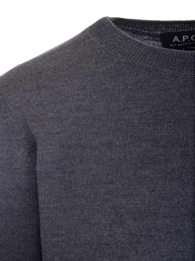 Apc Basic Pullover Knitwear Grey In Blue