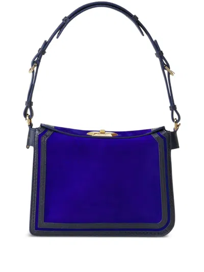Lanvin Compagnon Small Asymmetrical Bag With A Python Finish In Blue