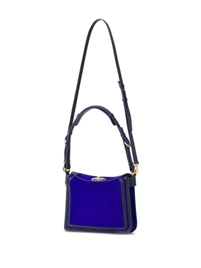 Lanvin Compagnon Small Asymmetrical Bag With A Python Finish In Blue