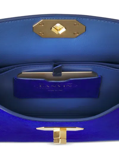 Lanvin Compagnon Small Asymmetrical Bag With A Python Finish In Blue