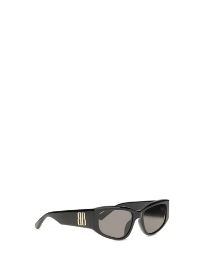 Balenciaga Nano Rectangular Sunglasses Thick Frame Arms In Brown