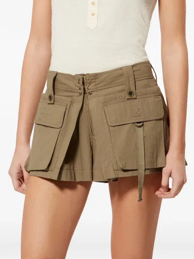 Isabel Marant Barta Cargo Shorts Straps Multiple Pockets In Neutral