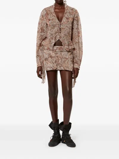 Isabel Marant Celeny Printed Cotton Voile Blouse In Brown