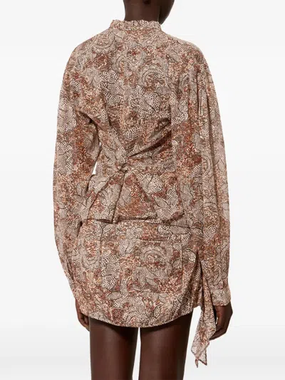 Isabel Marant Celeny Printed Cotton Voile Blouse In Brown