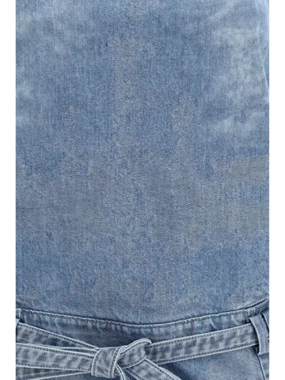 Diesel Light Blue Denim Crop Top With Square Neckline