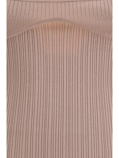 Diesel M-zandra Beige Mini Dress With Spaghetti Straps And Ribbed Knit In Viscose Blend Woman In White