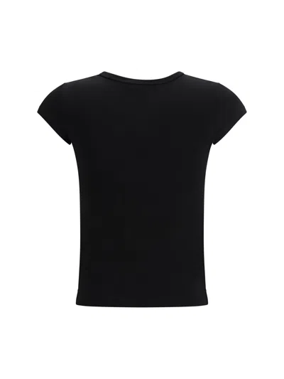 Diesel Women Black T-shirt With Logo On The Front And Ribbed Design In Cotton Woman