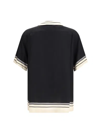 Dolce & Gabbana Men Hawaii Shirt With Logo And Striped Print In Multi