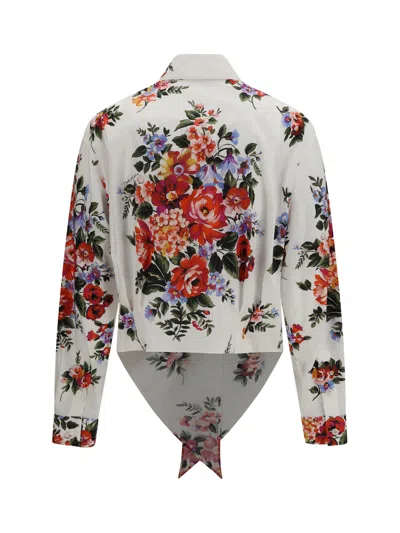 Dolce & Gabbana Cotton Shirt With A Bouquet Of Flowers Print Shirts White In Multi