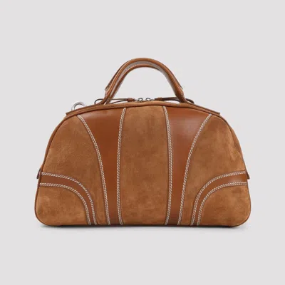 Dries Van Noten Leather-trimmed Suede Duffel Bag In Brown