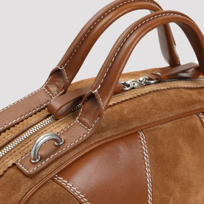 Dries Van Noten Leather-trimmed Suede Duffel Bag In Brown