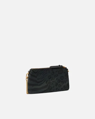 Pinko Rectangular Animal Print Shoulder Bag With Chain Strap In Green