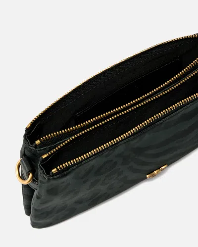 Pinko Rectangular Animal Print Shoulder Bag With Chain Strap In Green