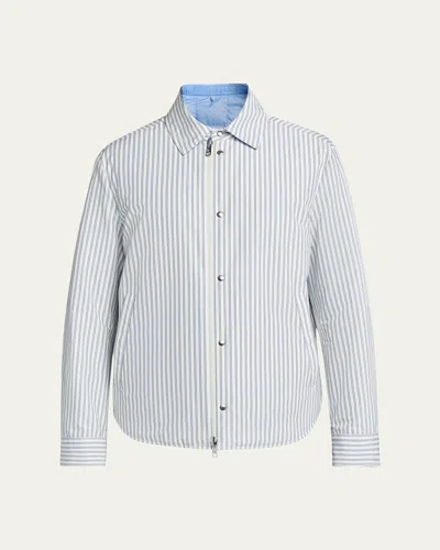 Moncler Cotton Blend Reversible Crescent Down Shirt In White