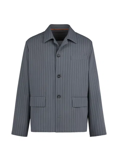 Tod's Pinstripe-pattern Flap-pocket Jacket In Blue