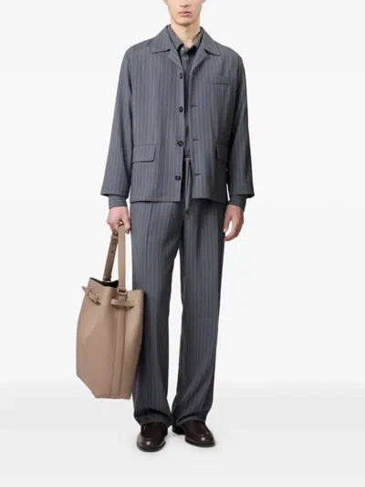 Tod's Pinstripe-pattern Flap-pocket Jacket In Blue