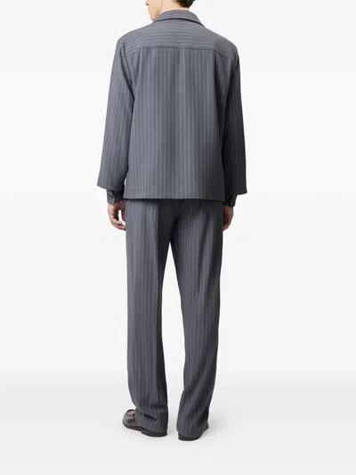 Tod's Pinstripe-pattern Flap-pocket Jacket In Blue