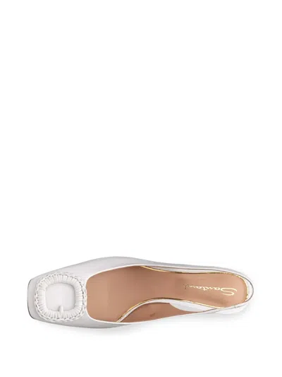Santoni 50mm Corolle Leather Slingback Buckle Pumps In White