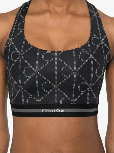 Calvin Klein Patterned Performance Top In Black