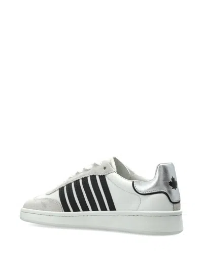 Dsquared2 White Stripes Sneakers In White