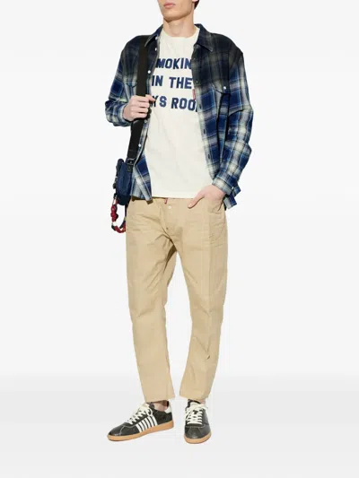 Dsquared2 Distressed Trousers In Neutral