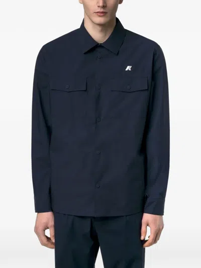 K-way Blue Umbert Stretch Buttoned Overshirt In Blue