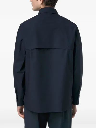 K-way Blue Umbert Stretch Buttoned Overshirt In Blue