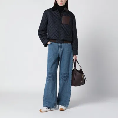 Loewe Short Blue Technical Fabric Jacket In Blue