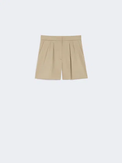 Max Mara Khaki Green Stretch Cotton Satin Mxmtabacco Shorts In Nude