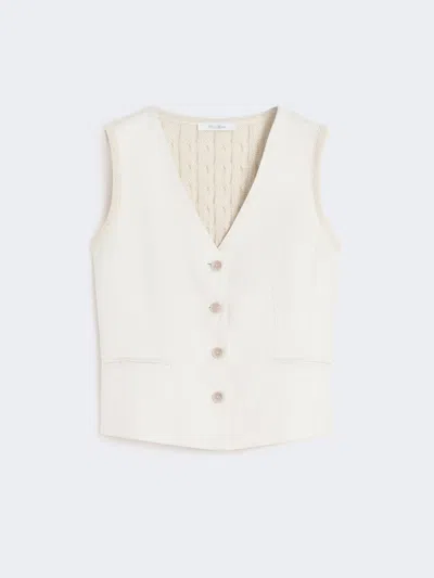 Max Mara Beige Linen And Cable Knit Mxmcalibri Vest In White