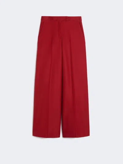 Max Mara Cotton Gabardine Jersey Trousers In Red