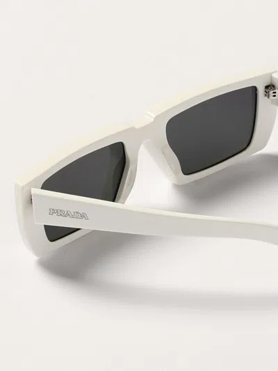 Prada Logo-lettering Rectangle-frame Glasses In White