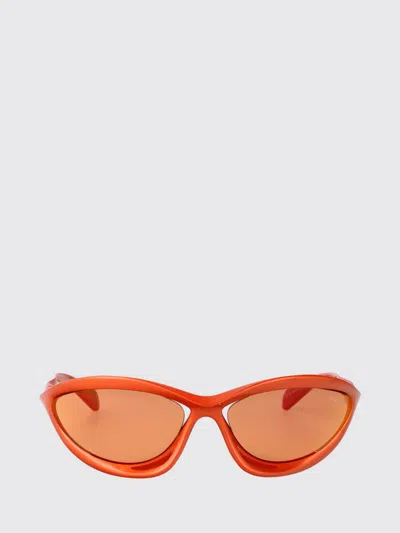 Prada Metallized Orange Nylon Sunglasses In Orange