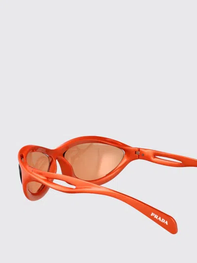 Prada Metallized Orange Nylon Sunglasses In Orange