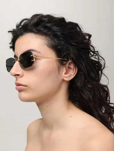 Linda Farrow Talor Rectangular Frame Sunglasses In Gold