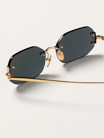 Linda Farrow Talor Rectangular Frame Sunglasses In Gold