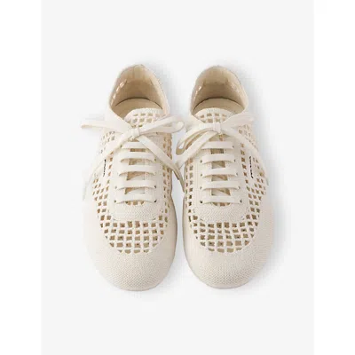 Prada Collapse Crochet Knit Low-top Sneakers In Neutral