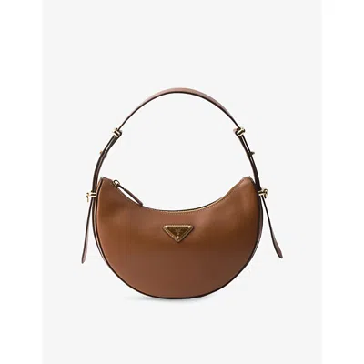 Prada Mini Arqué Shoulder Bag In Brown