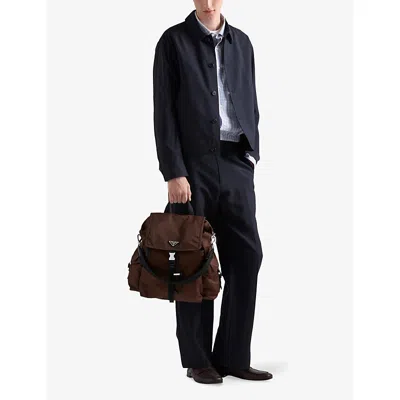 Prada Explore Rucksack Aus Re-nylon Und Leder In Brown