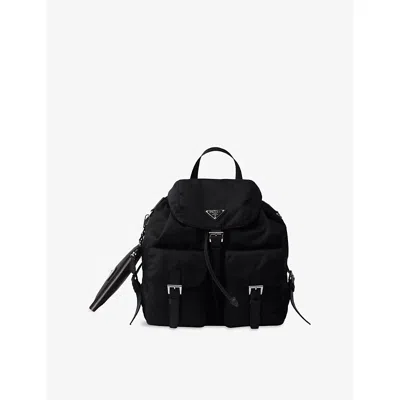 Prada Womens Black Re-nylon Medium Woven Backpack In Black