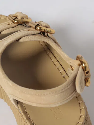 Chloé Chloe Nama Whipstitched Suede Wedge Sandals In Neutral