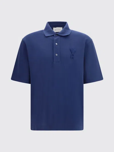 Ami Alexandre Mattiussi Blue Polo Shirt With Adc Patch Logo In Cotton Uomo In Multi