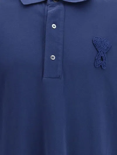 Ami Alexandre Mattiussi Blue Polo Shirt With Adc Patch Logo In Cotton Uomo In Multi