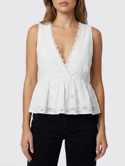 Pinko Kiersten Top Eyelet Lace Peplum Sleeveless In White